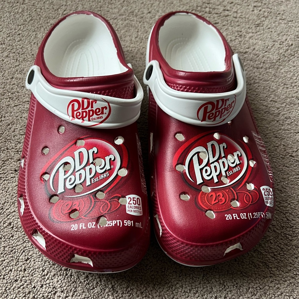 Dr Pepper crocs, new
